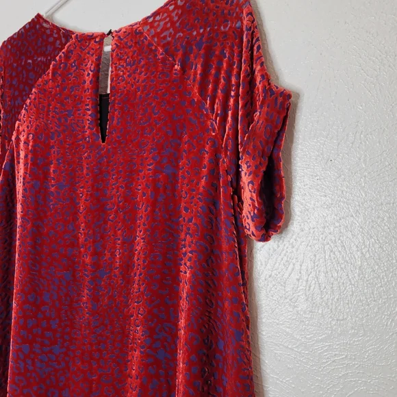 Johnny Was Doris Silk-Blend Mini Dress Deep Red Cheetah Print Women's Size Small - Picture 14 of 15